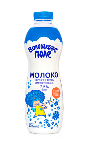 Молоко коров'яче ВОЛОШКОВЕ ПОЛЕ пастеризоване, 2,5%, 900г